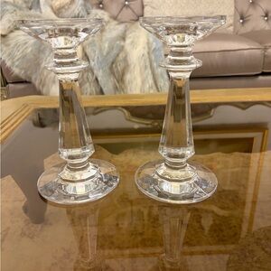 Waterford Iluminology Crystal Candle Holders for pillar/caper candles. 8” tall.